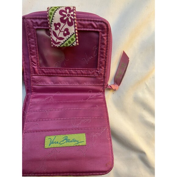 Vera Bradley ID Coin Purse Wallet Pinwheel Pink VGUC 4.5 x 4 Pink Floral - Picture 5 of 6